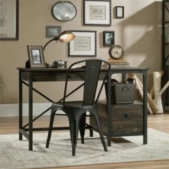 Sauder Steel River Writing Desk In Carbon Oak And Black 23 Sauder Steel River Writing Desk In Carbon Oak And Black -CYMAX Sales 1927296 14 L