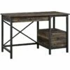 Sauder Steel River Writing Desk In Carbon Oak And Black