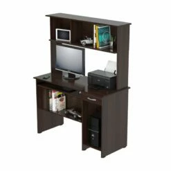 Inval America Espresso Computer Desk With Hutch -CYMAX Sales 1939817 4 L
