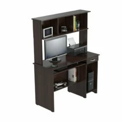 Inval America Espresso Computer Desk With Hutch -CYMAX Sales 1939817 5 L