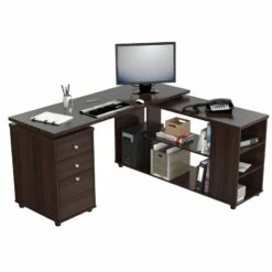 Inval America L-Shaped Computer Desk In Espresso -CYMAX Sales 1939844 8 L