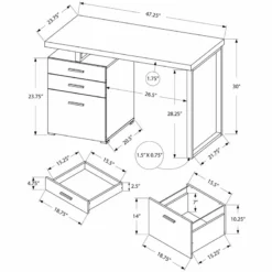 Computer Desk Home Office Laptop Storage Drawers 48"L Work Metal White -CYMAX Sales 1940014 3 L