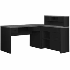 Computer Desk Home Office Corner L Shape Work Laptop Laminate Black -CYMAX Sales 1940017 L 1