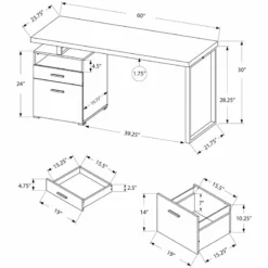 Computer Desk Home Office Laptop Storage Drawers 48"L Work Metal White -CYMAX Sales 1940022 3 L