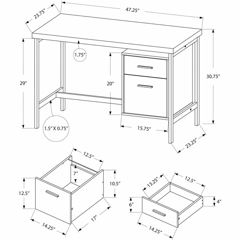 Computer Desk Home Office Laptop Storage Drawers 48"L Work Metal Black 6 Computer Desk Home Office Laptop Storage Drawers 48"L Work Metal Black - Image 4