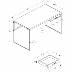 Computer Desk Home Office Laptop 48"L Work Tempered Glass Glossy White -CYMAX Sales 1940029 3 L