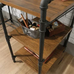 Sauder Iron City Engineered Wood/Metal Writing Desk In Checked Oak/Black -CYMAX Sales 1940047 13 L