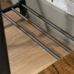 Sauder Iron City Engineered Wood/Metal Writing Desk In Checked Oak/Black -CYMAX Sales 1940047 16 L