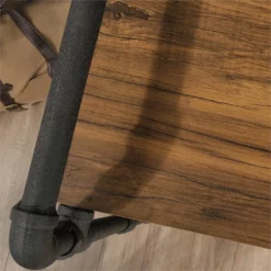 Sauder Iron City Engineered Wood/Metal Writing Desk In Checked Oak/Black -CYMAX Sales 1940047 17 L