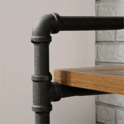 Sauder Iron City Engineered Wood/Metal Writing Desk In Checked Oak/Black -CYMAX Sales 1940047 18 L