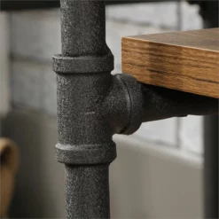 Sauder Iron City Engineered Wood/Metal Writing Desk In Checked Oak/Black -CYMAX Sales 1940047 19 L