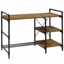 Sauder Iron City Engineered Wood/Metal Writing Desk In Checked Oak/Black