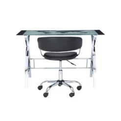 Linon Jared Metal And Glass Desk And Chair Set In Black -CYMAX Sales 1950099 12 L