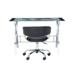 Linon Jared Metal And Glass Desk And Chair Set In Black -CYMAX Sales 1950099 15 L