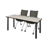 Regency 66" X 24" Training Table- Maple/ Black & 2 Chairs- Black