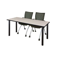 Regency 66" X 24" Training Table- Maple/ Black & 2 Chairs- Black