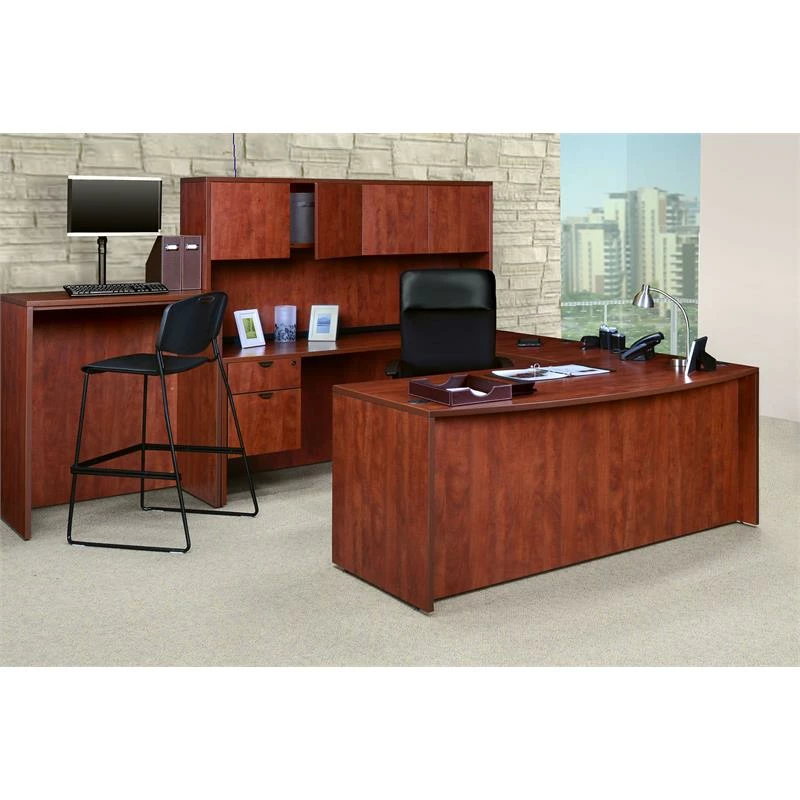 Legacy 71" Double Pedestal U-Desk With 47" Bridge- Cherry 4 Legacy 71" Double Pedestal U-Desk With 47" Bridge- Cherry - Image 2