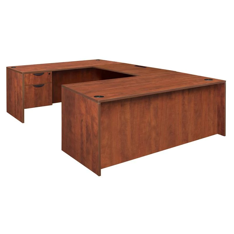 Legacy 71" Double Pedestal U-Desk With 47" Bridge- Cherry 3 Legacy 71" Double Pedestal U-Desk With 47" Bridge- Cherry