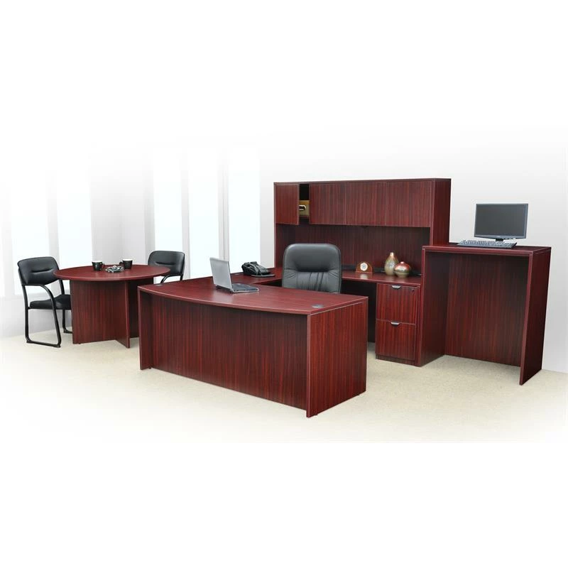 Legacy 71" Bow Front Double Full Pedestal U-Desk- Mahogany 4 Legacy 71" Bow Front Double Full Pedestal U-Desk- Mahogany - Image 2