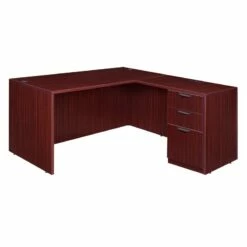 Legacy 71" Single Full Pedestal L-Desk With 47" Return- Mahogany