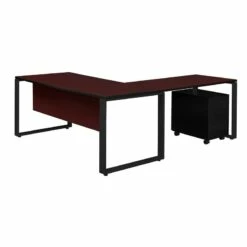 Structure 66" X 30" Single Mobile Pedestal L-Desk With 48" Return- Cherry/Black 10 Structure 66" X 30" Single Mobile Pedestal L-Desk With 48" Return- Cherry/Black -CYMAX Sales 1956905 4 L