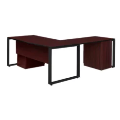 Structure 72" X 30" U-Desk With Laminate Low Credenza- Mahogany/Black -CYMAX Sales 1956966 2 L