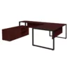 Structure 72" X 30" U-Desk With Laminate Low Credenza- Mahogany/Black 1 Structure 72" X 30" U-Desk With Laminate Low Credenza- Mahogany/Black -CYMAX Sales 1956966 L