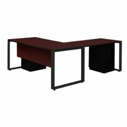 Structure 72" X 30" Double Metal Pedestal L-Desk With 42" Return- Brown/Black -CYMAX Sales 1956986 2 L