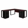 Structure 72" X 30" Double Metal Pedestal L-Desk With 42" Return- Brown/Black 2 Structure 72" X 30" Double Metal Pedestal L-Desk With 42" Return- Brown/Black -CYMAX Sales 1956986 L