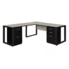Structure 72" X 30" Double Metal Pedestal L-Desk With 42" Return- Maple/Black -CYMAX Sales 1956988 L
