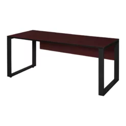Structure 66" X 30" L-Desk With Laminate Low Credenza- Mahogany/Black -CYMAX Sales 1957002 2 L