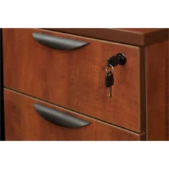 Structure 72" X 30" L-Desk With Laminate Low Credenza- Cherry/Black -CYMAX Sales 1957003 5 L