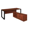 Structure 72" X 30" L-Desk With Laminate Low Credenza- Cherry/Black -CYMAX Sales 1957003 L