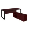 Structure 72" X 30" L-Desk With Laminate Low Credenza- Mahogany/Black 2 Structure 72" X 30" L-Desk With Laminate Low Credenza- Mahogany/Black -CYMAX Sales 1957004 L