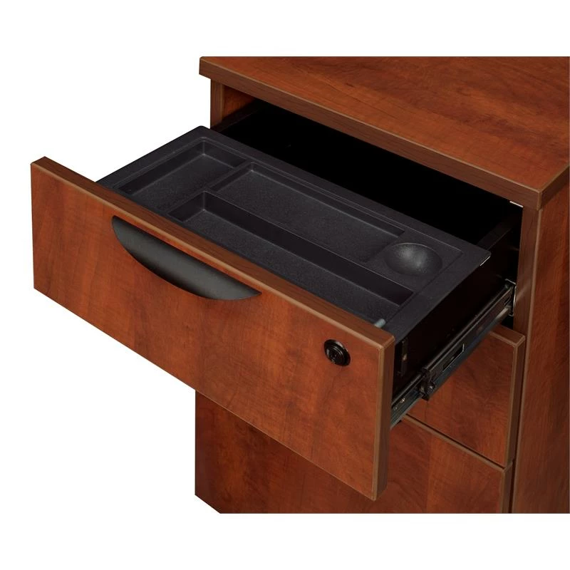 Structure 66" X 30" L-Desk W/ Laminate Credenza W/ Full Pedestal- Cherry/Black 5 Structure 66" X 30" L-Desk W/ Laminate Credenza W/ Full Pedestal- Cherry/Black - Image 3