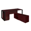 Structure 66" X 30" L-Desk W/ Laminate Credenza W/ Full Pedestal- Brown/Black -CYMAX Sales 1957014 L