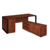Structure 72" X 30" L-Desk W/ Laminate Credenza W/ Full Pedestal- Cherry/Black -CYMAX Sales 1957015 L