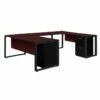 Structure 66" X 30" Double Metal Pedestal U-Desk With 48" Bridge- Brown/Black 2 Structure 66" X 30" Double Metal Pedestal U-Desk With 48" Bridge- Brown/Black -CYMAX Sales 1957026 L