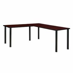 Kee 72 In. L-Desk With 42 In. Return- Mahogany/Black