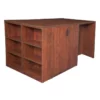 Legacy Stand Up Desk/ 3 Storage Cabinet Quad With Bookcase End- Cherry -CYMAX Sales 1957424 L