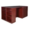 Legacy Stand Up Desk/ 3 Storage Cabinet Quad With Bookcase End- Mahogany 2 Legacy Stand Up Desk/ 3 Storage Cabinet Quad With Bookcase End- Mahogany -CYMAX Sales 1957425 L