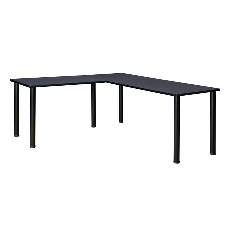 Kee 60 In. L-Desk With 42 In. Return- Grey/Black 3 Kee 60 In. L-Desk With 42 In. Return- Grey/Black