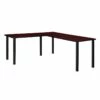 Kee 60 In. L-Desk With 42 In. Return- Mahogany/Black -CYMAX Sales 1957447 L