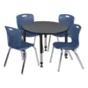 Kee 48in. Square Adjustable Mobile Table-Espresso & 4 Andy 18-in Chairs-Blue 2 Kee 48in. Square Adjustable Mobile Table-Espresso & 4 Andy 18-in Chairs-Blue -CYMAX Sales 1960808 L