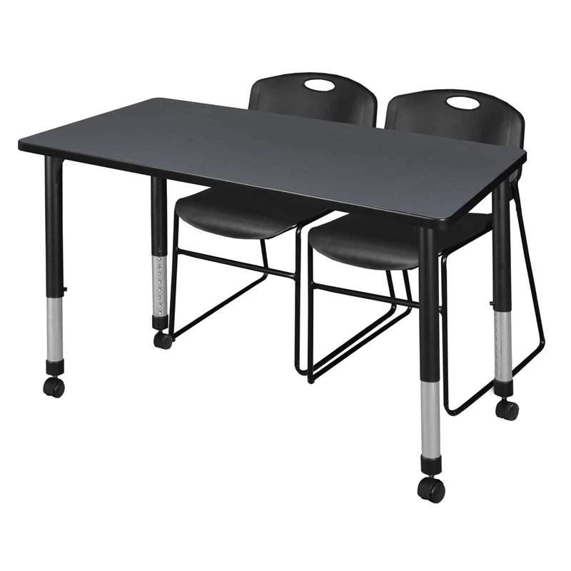 Kee 48" X 30" Adjustable Mobile Student Table - Grey & 2 Zeng Chairs- Black 11 Kee 48" X 30" Adjustable Mobile Student Table - Grey & 2 Zeng Chairs- Black - Image 9