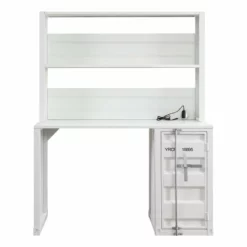 ACME Cargo Metal Desk And Hutch With Shelf In White -CYMAX Sales 1962613 1 L 2
