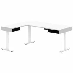 Bestar Pro-Vega L Shaped Adjustable Standing Desk With Credenza In White -CYMAX Sales 1962760 L