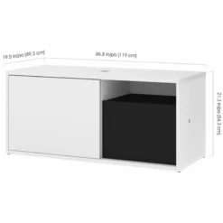 Bestar Pro-Vega L Shaped Adjustable Standing Desk With Credenza In White -CYMAX Sales 1962762 4 L