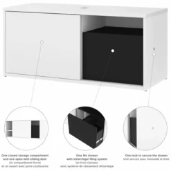 Bestar Pro-Vega L Shaped Adjustable Standing Desk With Credenza In White -CYMAX Sales 1962762 6 L