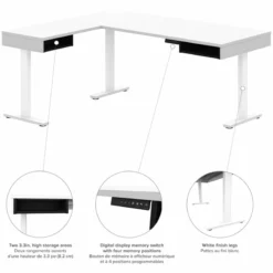 Bestar Pro-Vega L Shaped Adjustable Standing Desk With Credenza In White -CYMAX Sales 1962762 7 L